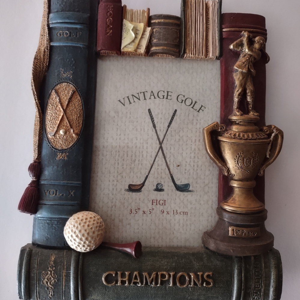 FIGI Vintage "GOLF CHAMPIONS" 3D Hand Painted 3.5'' X 5'' Photo Resin Frame